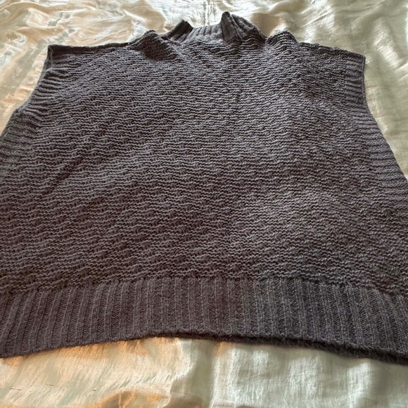 NEW PHOTOS! MOCK NECK SWEATER, SLEEVELESS, MEDIUM GREY MIX, SZ 3X/4X, PONCHO STY - Picture 9 of 15